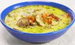 Салат Суп сливочный с курицей и грибами