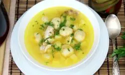 Суп куриный с сырными шариками