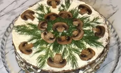Печёночный торт с грибами — Кулинарные рецепты любящей жены