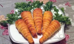 Салат Рецепт закуска морковка из слоеного теста
